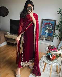 Koleksi Desainer Baru Baju Salwar Wanita Bordir Etnik Bollywood, India Pakistan, untuk Pesta, Anti Kusut, dan Melindungi dari Sinar Matahari - Product Image 3