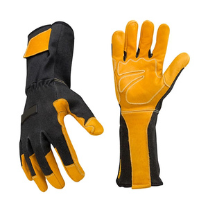 Gants de soudage TIG en cuir de chèvre renforcé, protection industrielle robuste pour les mains, résistants à la chaleur, gants de barbecue - Product Image 1