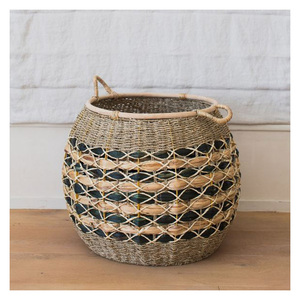 Handwoven Natural Rattan Circle <b>Storage</b> Basket Set Eco-Friendly Rustic Decorative Organizer for Home Living Room Bedroom - Product Image 3