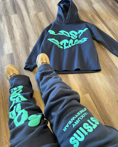 Conjunto Deportivo Personalizado con Logotipo para Hombre, Sudadera con Capucha y Pantalones Deportivos Anchos de Felpa Francesa con Estampado 3D - Product Image 5