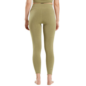 Olive Green Solid High Elastic Waist Full Length Ribbed Seamless Spandex/Nylon Yoga Pants Women Quick Dry Breathable Fitness - Product Image 3