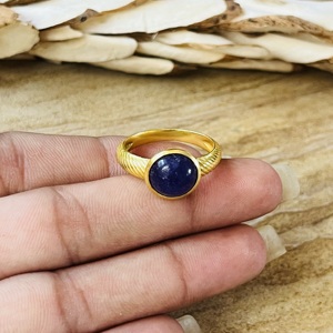 Latest High Demand Boho <b>Lapis</b> <b>Lazuli</b> <b>Ring</b> Women’s Brass Jewelry 18k Gold Plated Bohemian Classic <b>Ring</b> Simple Band Wholesale <b>Ring</b> - Product Image 4