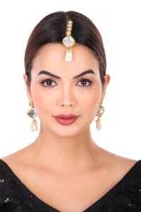 Party Wear Engagement Wedding Anniversary Choker Earrings Set Traditional Zircon Trendy <b>Gift</b> Jewelry Women Necklace Brass Alloy - Product Image 6