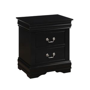 Comodino a 2 cassetti in pino massiccio con finitura nera - Product Image 1