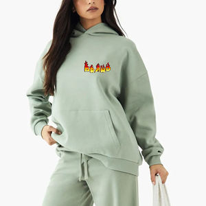 Nueva Llegada 2026 Sudadera con Capucha Oversize para Mujer, Color Sólido, Tejido de Algodón y Bambú, Transpirable, para Otoño, Largo Regular - Product Image 1