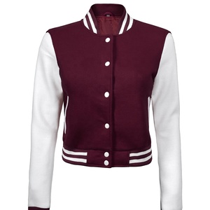 Chaqueta Varsity de Mujer, Informal, Holgada, con Estampado de Letras, de Alta Calidad, con Logotipo Personalizado al por Mayor, de Invierno, con Exterior de Cuero Genuino - Product Image 3