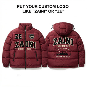 ZAINI พรีเมี่ยมกันน้ำกันลมลายพรางผู้ชายโพลีเอสเตอร์หนาเสื้อโค้ทกันหนาวมีฮู้ดสีเบอร์กันดีสตรีทแวร์ - Product Image 1