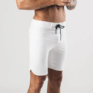 Shorts de sport en coton solide pour hommes, tissu extensible, taille haute, vêtements d'entraînement de gym - Product Image 5
