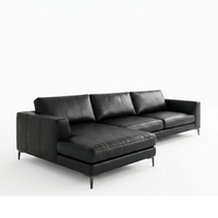 Luxuriöses Echtleder-Ecksofa mit Chaiselongue für Moderne Wohnzimmer, Villen und Heimeinrichtungen