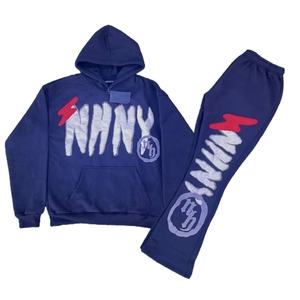 Sweat à capuche surdimensionné en polyester et coton extérieur 350 GSM Pantalon de survêtement 2 pièces Survêtement décontracté pour hommes et femmes - Product Image 3