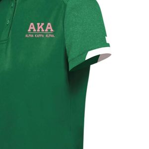 Polo de Manga Corta Verde para Mujer con Logotipo Bordado en Rosa, Cuello Camisero, Informal, de Algodón, Uniforme de Golf, Suave, Cómodo y a la Moda - Product Image 2