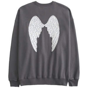 Sudadera con cuello redondo y estampado gráfico en la espalda, estilo casual y urbano, personalizada al por mayor para OEM - Product Image 2