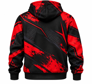 Sudadera con Capucha Personalizada Roja y Negra con Estampado Gráfico, Sudadera de Gran Tamaño, Estilo Urbano, Unisex, Ropa Casual de Moda, OEM - Product Image 1