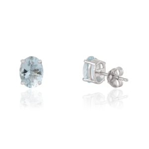 Simple Design 100% Genuine Aquamarine March Birthstone 925 <b>Sterling</b> <b>Silver</b> Handmade <b>Stud</b> Earrings For Women - Product Image 5