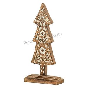 Juego de 2 Adornos Navideños de Madera de Mango Tallados a Mano, Decoración Navideña Rústica de Madera para Ambiente Festivo y Regalos - Product Image 4