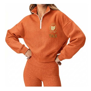 Sudadera de punto de algodón de primera calidad con cremallera de un cuarto, cuello alto, manga larga, mezcla de algodón, color liso, transpirable, al por mayor - Product Image 1