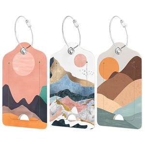 Étiquette de bagage personnalisée en cuir PU pour avion, avec logo gaufré et imprimé, design élégant - Product Image 3