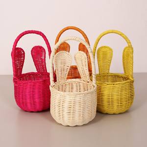 Cestas de Pascua personalizadas de ratán con forma de conejo, organizador de almacenamiento con asa para transportar. - Product Image 6