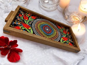 India Handmade Wooden Printed <b>Tray</b> Wooden Printed <b>Tray</b> for Creative Home & Decor Wholesale Serving Platter From India - Product Image 3