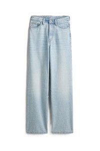 Jean en denim taille haute coupe droite pour femme, coupe ample, longueur intégrale, délavé, respirant, décontracté - Product Image 2