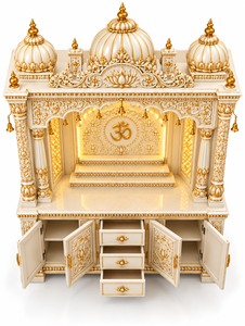 Marble Look Hand Carved Wooden <b>Mandir</b> Bollywood-Style Wooden Pooja <b>Mandir</b> with Domes Hindu Pooja <b>Mandir</b> in Solid Teak Wood USA - Product Image 2
