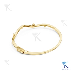 Minimalist Lab Grown Diamond Wave <b>Bangle</b> 14K 18K <b>Solid</b> <b>Gold</b> Fine Unisex Luxury Party Gift Station Jewelry Manufacturer Wholesale - Product Image 5