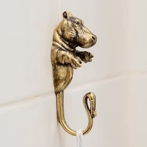 Modern Handmade Hippo <b>Wall</b> <b>Hook</b> Metal Animal Shape Bathroom Use Durable Cast Iron Novelty Design Single Tier <b>Hook</b> - Product Image 1