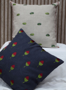 <b>Navy</b> <b>Blue</b> Linen Embroidered Red Flower Cushion Cover Decorative <b>Throw</b> Pillow Case Floral <b>Sofa</b> Bedroom Home Decor Manufacturer - Product Image 6