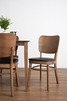 Chaise de salle à manger moderne du milieu du siècle, dossier en bois courbé durable, siège rembourré en cuir PU, pieds en bois massif, mobilier pour la maison et le bureau