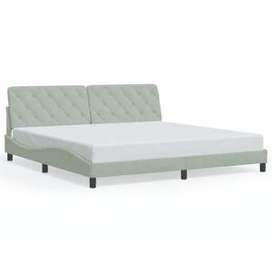 Cadre de lit rembourré en velours gris clair 76 x 79,9 pouces avec lumières LED, matelas non inclus - Product Image 1