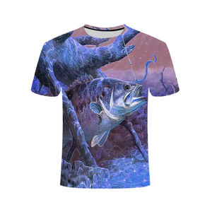 T-shirts de sport pour hommes 100 % polyester à sublimation, séchage rapide, imprimé pêche, manches courtes, avec tissu de 180 grammes - Product Image 6
