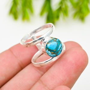 925 Silver Luxury <b>Turquoise</b> Gemstone <b>Rings</b> for Party - Product Image 2