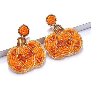 Boucles d'oreilles pendantes fantaisie pour femme, thème Halloween : citrouille, fantôme, crâne effrayant, chapeau de sorcière, motif 'Boo' et 'Trick or Treat', avec perles - Product Image 2