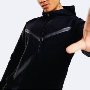 Sweat à capuche et pantalon de jogging unisexe personnalisés 100 % coton, hiver, couleur unie, molleton technique, fermeture éclair intégrale, extensible dans les quatre sens, légers - Product Image 3
