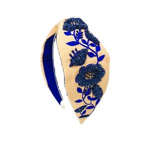 Bandeaux pour cheveux et bandeaux élégants pour femmes, style noué, brodés à la main, perles de verre, confortables, taille unique - Product Image 1