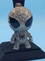 Colgante de Lujo para Hombre de Plata de Ley 925 Chapado en Oro con Moissanita VVS, Diseño de Mascarilla de Telaraña Estilo Hip Hop Bling de Spiderman de Dibujos Animados