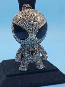 Colgante VVS Moissanite Iced Out con diseño de máscara de telaraña, colgante de plata 925, estilo Hip Hop, colgante de Spiderman de dibujos animados con brillo, estilo rapero, para hombre - Product Image 6
