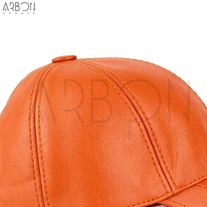 2026 Custom Logo High Quality Waterproof Premium Vibrant Orange <b>Men</b> Women <b>Winter</b> Autumn Outdoor Leather Baseball <b>Caps</b> - Product Image 6