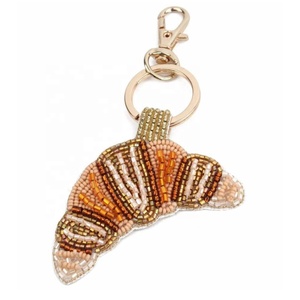 Glass Beads Croissant Beaded Keychain Bag Charm Hold to <b>Keys</b> or Bag Charm <b>Key</b> <b>Chains</b> for Bag Purse Backpacks for Girls Accessory - Product Image 1