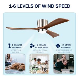 "52" Wood Blade Ceiling Fan with Remote Control & DC Motor 6 Speed Levels Reversible Quiet Operation - Product Image 3