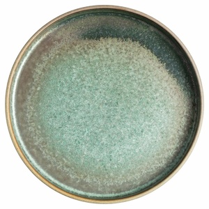 Assiette plate en céramique à glaçure réactive, faite à la main, en grès marbré dégradé effet four, pour restaurant et hôtel - Product Image 5