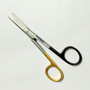 กรรไกรผ่าตัดเคลือบทองและดำแบบกำหนดเอง ยี่ห้อ Mayo รุ่น Dissecting Dressing Scissors คมพิเศษ ผลิตจากเหล็ก TC แบบตรง - Product Image 1