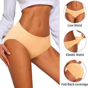 Calm Touch <b>Womens</b> Low-Rise Knitted Underwear <b>Panties</b> Breathable Cotton Soft Texture Flexible Stretch Balanced Waist Full - Product Image 4