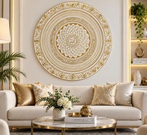 Sculpture murale islamique traditionnelle de luxe en acier inoxydable, calligraphie arabe noire et or, motif personnalisé, décoration intérieure pour - Product Image 3