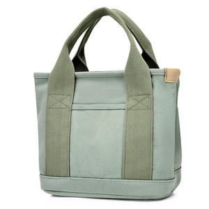 Premium <b>Mini</b> <b>Canvas</b> Tote Bag with Contrast Wide Straps Durable Small Handbag for Daily Lunch and Essentials - Product Image 4