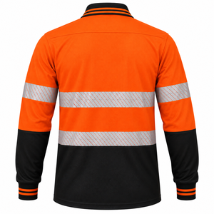 Camisa de Trabajo de Alta Visibilidad Reflectante para Hombre, Manga Larga, Poliéster, Uniforme de Seguridad, Diseño a Rayas Naranja y Negro - Product Image 2