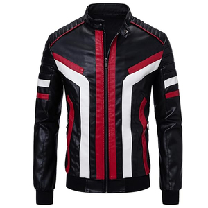 Fashion Outdoor Wear Mens PU Leather Jackets Custom <b>Windbreaker</b> Clothing <b>Black</b> Waterproof Faux Leather Jacket for Men Logo - Product Image 2