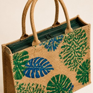 Printed Jute <b>Tote</b> Handbag Reusable <b>Large</b> Capacity Shoulder Carry <b>Bag</b> for Shopping Travel - Product Image 4