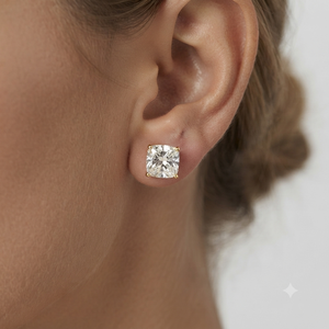 Pendientes de Diamantes Cultivados en Laboratorio con Certificación IGI, Chapados en Oro Amarillo sobre Plata 925, Diseño Clásico de Compromiso, Joyería de Lujo para Mujer - Product Image 2