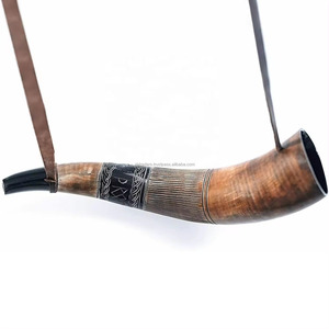 Auténtico cuerno de buey vikingo trompeta cuerno guerra soplador pulido a mano con incrustaciones de ágata natural - Product Image 3